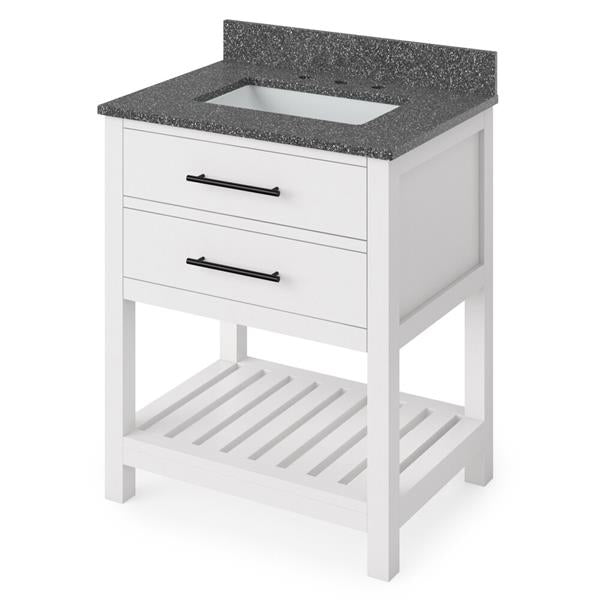 Jeffrey Alexander - 30 Inch Wavecrest Vanity with Vanity Top and undermount rectangle bowl