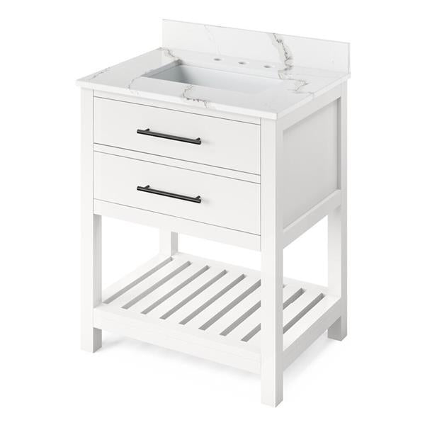 Jeffrey Alexander - 30 Inch Wavecrest Vanity with Vanity Top and undermount rectangle bowl
