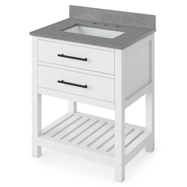 Jeffrey Alexander - 30 Inch Wavecrest Vanity with Vanity Top and undermount rectangle bowl