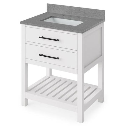 Jeffrey Alexander - 30 Inch Wavecrest Vanity with Vanity Top and undermount rectangle bowl