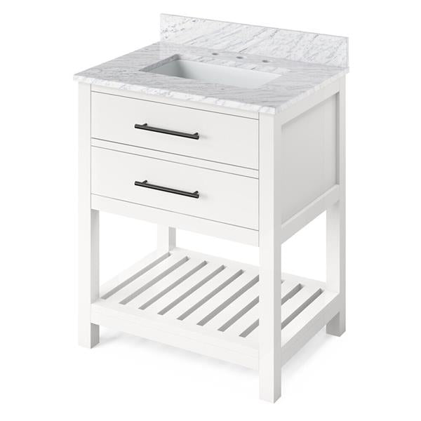 Jeffrey Alexander - 30 Inch Wavecrest Vanity with Vanity Top and undermount rectangle bowl