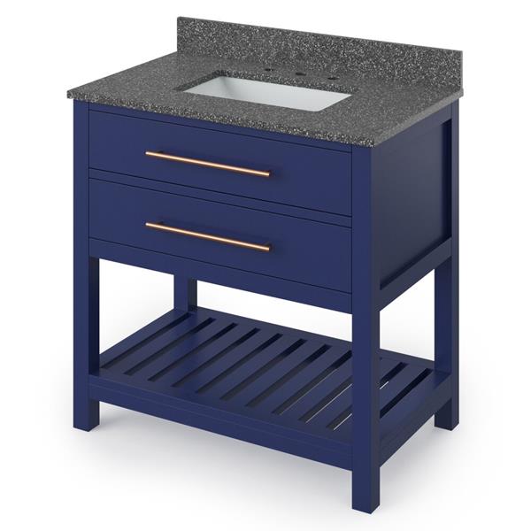 Jeffrey Alexander - 36 Inch Wavecrest Vanity with Vanity Top and undermount rectangle bowl
