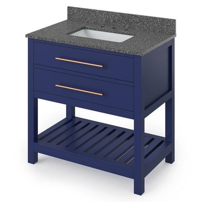 Jeffrey Alexander - 36 Inch Wavecrest Vanity with Vanity Top and undermount rectangle bowl