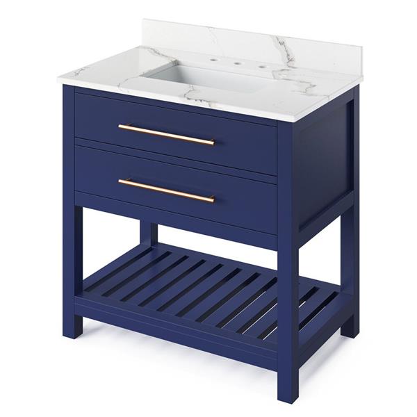 Jeffrey Alexander - 36 Inch Wavecrest Vanity with Vanity Top and undermount rectangle bowl