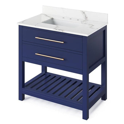 Jeffrey Alexander - 36 Inch Wavecrest Vanity with Vanity Top and undermount rectangle bowl