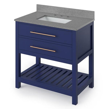 Jeffrey Alexander - 36 Inch Wavecrest Vanity with Vanity Top and undermount rectangle bowl