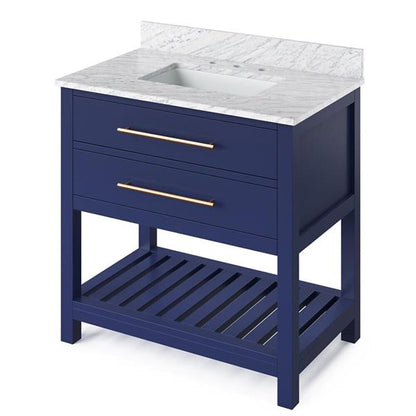 Jeffrey Alexander - 36 Inch Wavecrest Vanity with Vanity Top and undermount rectangle bowl