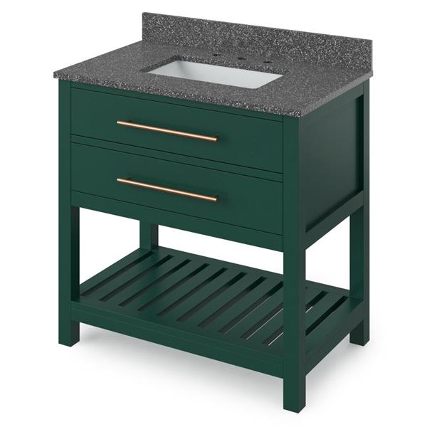 Jeffrey Alexander - 36 Inch Wavecrest Vanity with Vanity Top and undermount rectangle bowl
