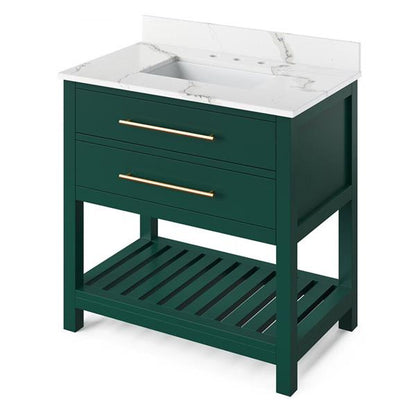Jeffrey Alexander - 36 Inch Wavecrest Vanity with Vanity Top and undermount rectangle bowl