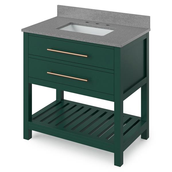 Jeffrey Alexander - 36 Inch Wavecrest Vanity with Vanity Top and undermount rectangle bowl