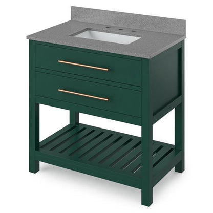 Jeffrey Alexander - 36 Inch Wavecrest Vanity with Vanity Top and undermount rectangle bowl