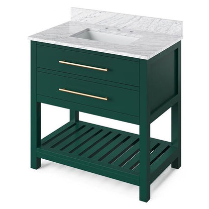 Jeffrey Alexander - 36 Inch Wavecrest Vanity with Vanity Top and undermount rectangle bowl