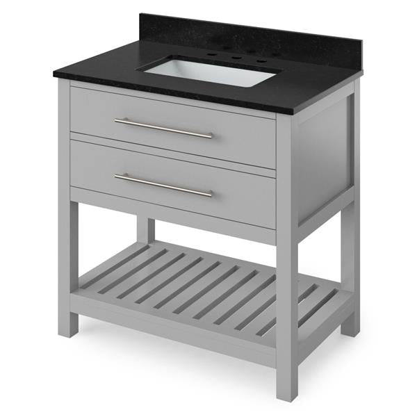 Jeffrey Alexander - 36 Inch Wavecrest Vanity with Vanity Top and undermount rectangle bowl