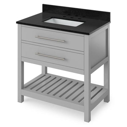 Jeffrey Alexander - 36 Inch Wavecrest Vanity with Vanity Top and undermount rectangle bowl