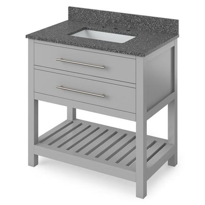Jeffrey Alexander - 36 Inch Wavecrest Vanity with Vanity Top and undermount rectangle bowl