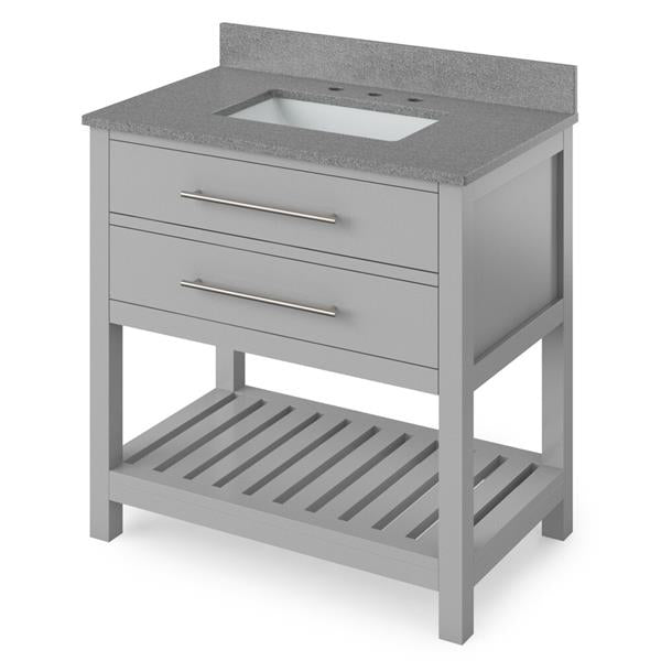 Jeffrey Alexander - 36 Inch Wavecrest Vanity with Vanity Top and undermount rectangle bowl