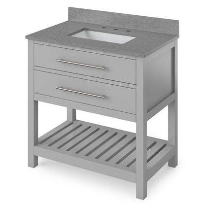 Jeffrey Alexander - 36 Inch Wavecrest Vanity with Vanity Top and undermount rectangle bowl