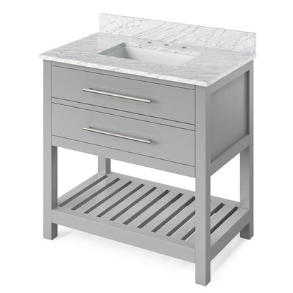 Jeffrey Alexander - 36 Inch Wavecrest Vanity with Vanity Top and undermount rectangle bowl