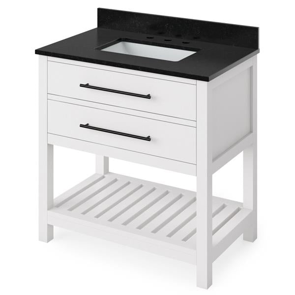 Jeffrey Alexander - 36 Inch Wavecrest Vanity with Vanity Top and undermount rectangle bowl