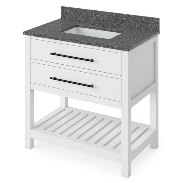 Jeffrey Alexander - 36 Inch Wavecrest Vanity with Vanity Top and undermount rectangle bowl