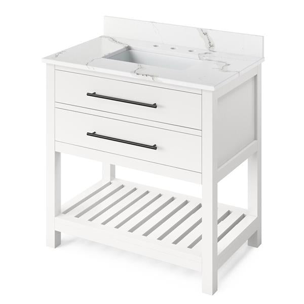 Jeffrey Alexander - 36 Inch Wavecrest Vanity with Vanity Top and undermount rectangle bowl