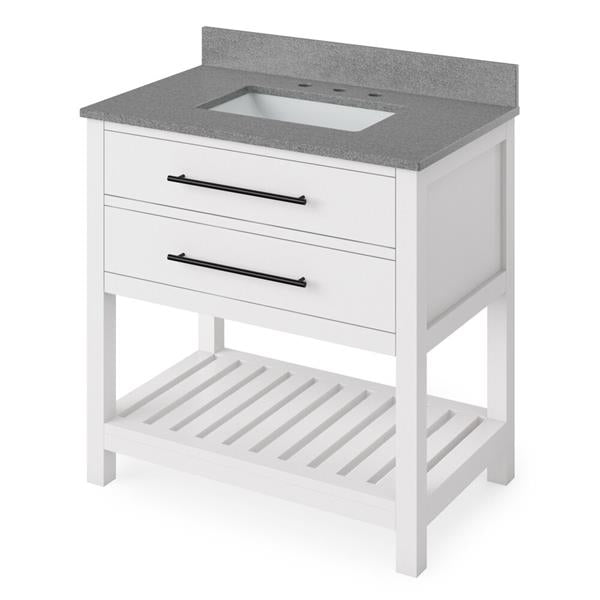 Jeffrey Alexander - 36 Inch Wavecrest Vanity with Vanity Top and undermount rectangle bowl