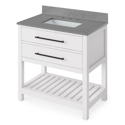 Jeffrey Alexander - 36 Inch Wavecrest Vanity with Vanity Top and undermount rectangle bowl