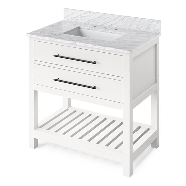 Jeffrey Alexander - 36 Inch Wavecrest Vanity with Vanity Top and undermount rectangle bowl