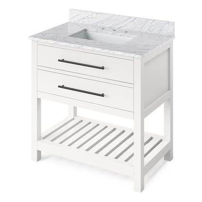 Jeffrey Alexander - 36 Inch Wavecrest Vanity with Vanity Top and undermount rectangle bowl