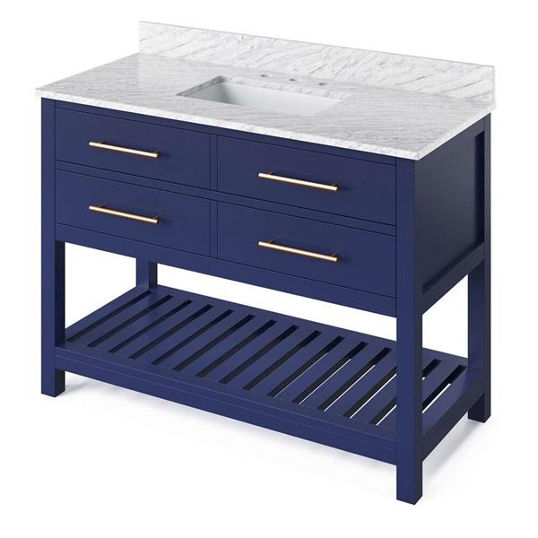 Jeffrey Alexander - 48 Inch Wavecrest Vanity with Vanity Top and undermount rectangle bowl