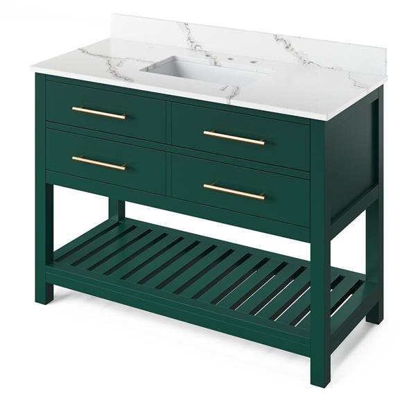 Jeffrey Alexander - 48 Inch Wavecrest Vanity with Vanity Top and undermount rectangle bowl