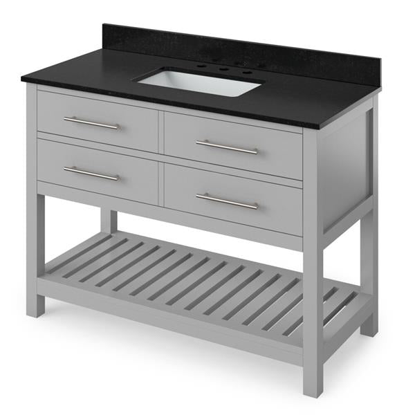 Jeffrey Alexander - 48 Inch Wavecrest Vanity with Vanity Top and undermount rectangle bowl