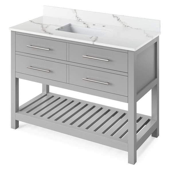 Jeffrey Alexander - 48 Inch Wavecrest Vanity with Vanity Top and undermount rectangle bowl