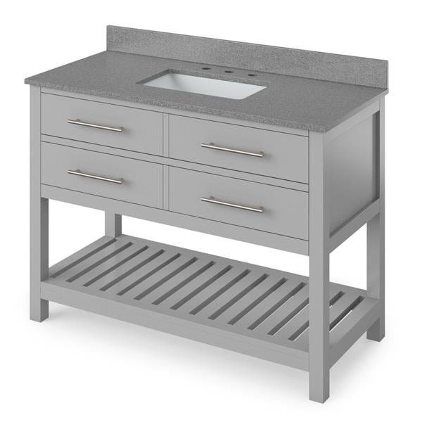 Jeffrey Alexander - 48 Inch Wavecrest Vanity with Vanity Top and undermount rectangle bowl