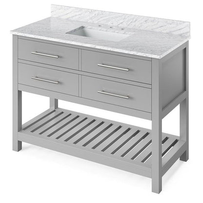 Jeffrey Alexander - 48 Inch Wavecrest Vanity with Vanity Top and undermount rectangle bowl