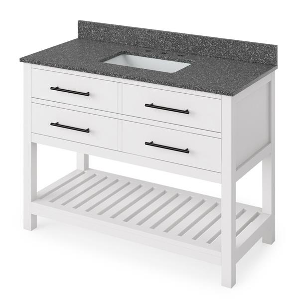 Jeffrey Alexander - 48 Inch Wavecrest Vanity with Vanity Top and undermount rectangle bowl