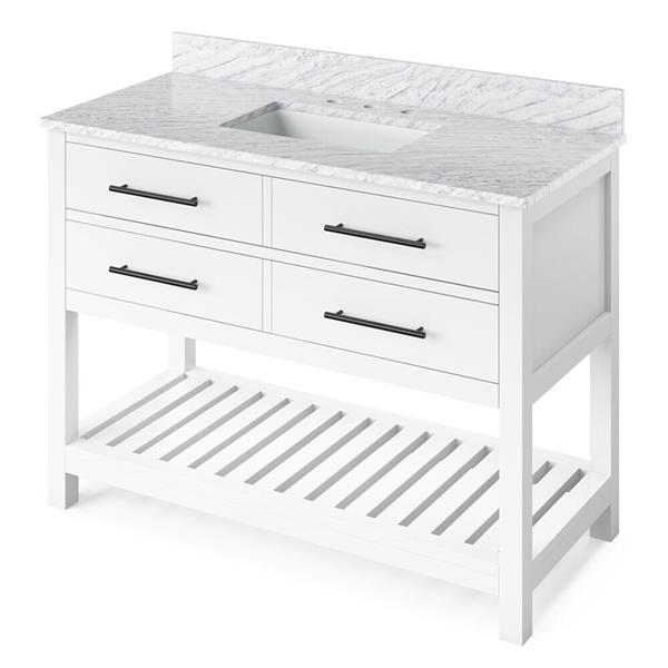 Jeffrey Alexander - 48 Inch Wavecrest Vanity with Vanity Top and undermount rectangle bowl