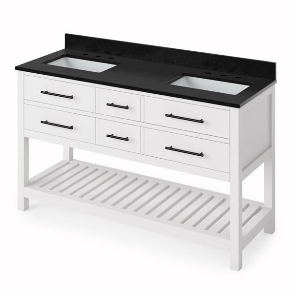 Jeffrey Alexander - 60 Inch Wavecrest Vanity, double bowl with Vanity Top and two undermount rectangle bowls