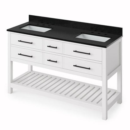 Jeffrey Alexander - 60 Inch Wavecrest Vanity, double bowl with Vanity Top and two undermount rectangle bowls
