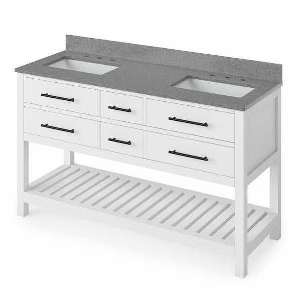Jeffrey Alexander - 60 Inch Wavecrest Vanity, double bowl with Vanity Top and two undermount rectangle bowls