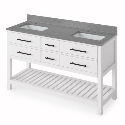 Jeffrey Alexander - 60 Inch Wavecrest Vanity, double bowl with Vanity Top and two undermount rectangle bowls