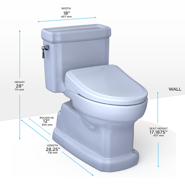 Toto - Washlet+ Eco Guinevere Elongated 1.28 Gpf Toilet And S7A Classic Bidet Seat With Auto Open/Close