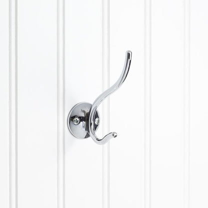 Elements - 3-13/16 Inch Double zinc wall mount decorative coat hook.