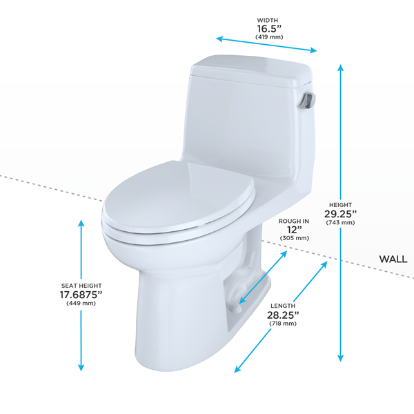 Toto - Ultramax One-Piece Elongated 1.6 Gpf Ada Compliant Toilet With Right-Hand Trip Lever, Cotton White
