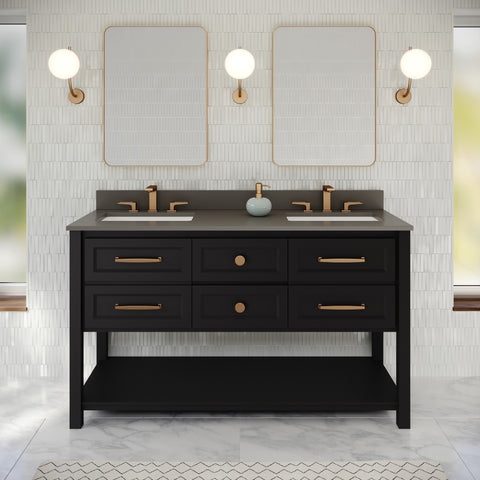 Jeffrey Alexander - Kipling 60 Inch W  Double Basin Bathroom Vanity Set