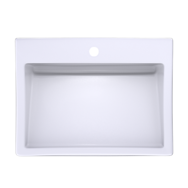 Toto - Kiwami Renesse Design I Rectangular Fireclay Vessel Bathroom Sink With Cefiontect For Single Hole Faucets, Cotton White