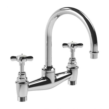 Lefroy Brooks - Classic Deck Mounted Basin Bridge Mixer with Cross Handles