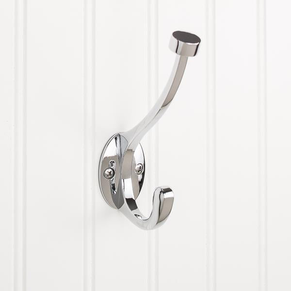 Elements - 5-1/2 Inch Double zinc wall mount decorative coat hook.