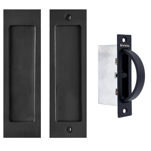 Linnea - Square Passage Pocket Door Dummy Set with Edge Pull