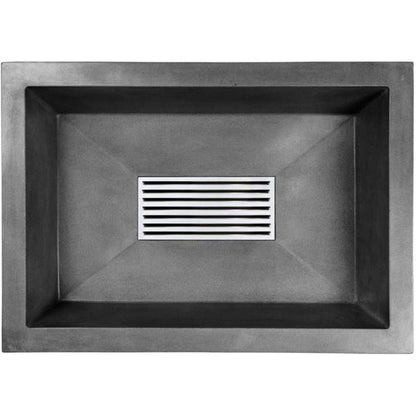 Linkasink - Oliver Concrete Rectangle Undermount Sink With Grate Recess